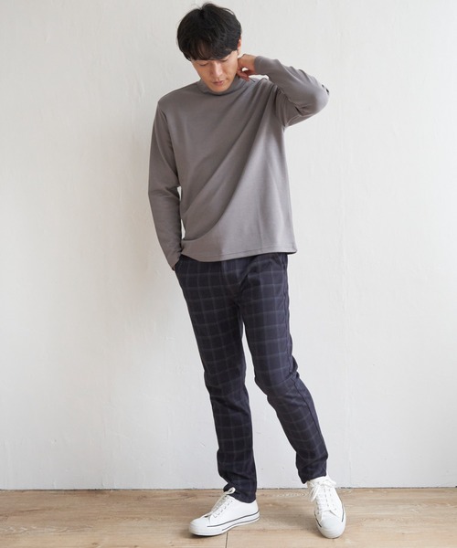 IKKA LOUNGE(イッカラウンジ)の「ポンチモックネックロンT(Tシャツ/カットソー・メンズ・グレー/ホワイト/ブラック・M/L/XL/S)」の4枚目の写真