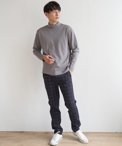 IKKA LOUNGE(イッカラウンジ)の「ポンチモックネックロンT(Tシャツ/カットソー・メンズ・グレー/ホワイト/ブラック・M/L/XL/S)」の6枚目の写真