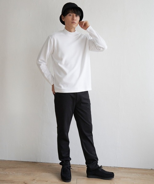 IKKA LOUNGE(イッカラウンジ)の「ポンチモックネックロンT(Tシャツ/カットソー・メンズ・グレー/ホワイト/ブラック・M/L/XL/S)」の9枚目の写真