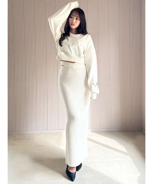 RESEXXY（リゼクシー）の「ウエストオープンニットタイトスカート（スカート・レディース・アイボリー/ブラック/ピンク・FREE）」の4枚目の写真