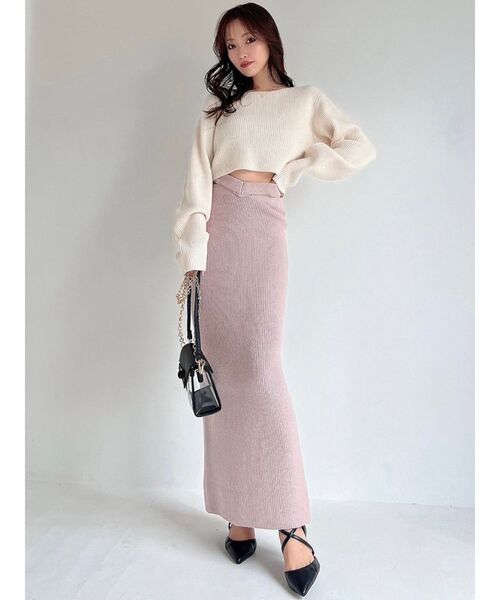 RESEXXY（リゼクシー）の「ウエストオープンニットタイトスカート（スカート・レディース・アイボリー/ブラック/ピンク・FREE）」の14枚目の写真