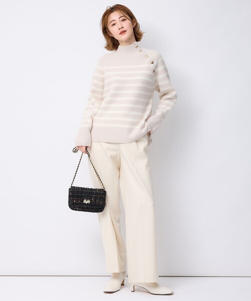 23区(ニジュウサンク)の「【洗える】ウールカシミヤ パネルボーダー ニット(ニット/セーター・レディース・ベージュ系1/ブラック系1/ホワイト系1・38)」の5枚目の写真