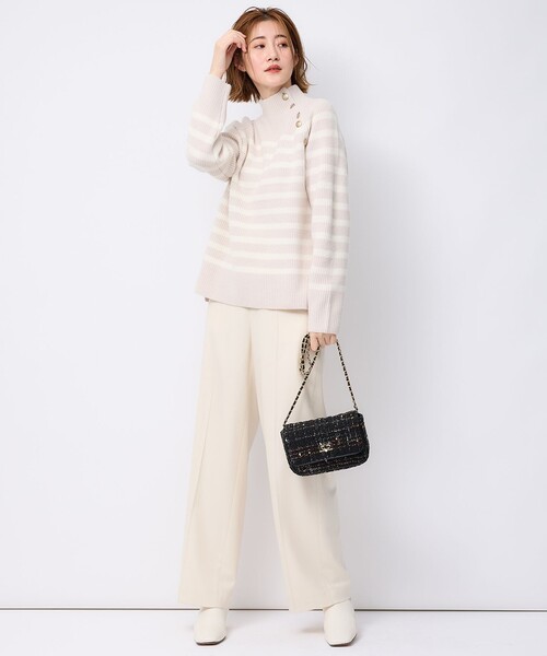 23区(ニジュウサンク)の「【洗える】ウールカシミヤ パネルボーダー ニット(ニット/セーター・レディース・ベージュ系1/ブラック系1/ホワイト系1・38)」の6枚目の写真