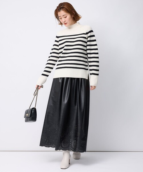 23区(ニジュウサンク)の「【洗える】ウールカシミヤ パネルボーダー ニット(ニット/セーター・レディース・ベージュ系1/ブラック系1/ホワイト系1・38)」の10枚目の写真