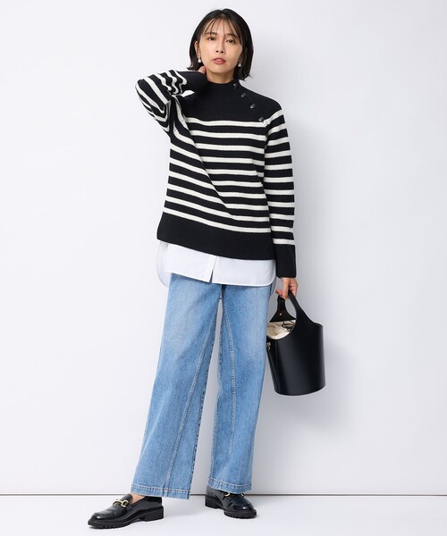 23区(ニジュウサンク)の「【洗える】ウールカシミヤ パネルボーダー ニット(ニット/セーター・レディース・ベージュ系1/ブラック系1/ホワイト系1・38)」の13枚目の写真