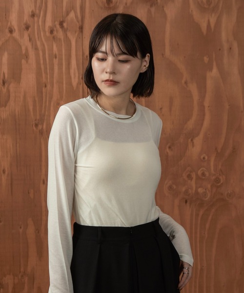 I_am(アイアム)の「basic crew neck long T-shirt(Tシャツ/カットソー・レディース・ホワイト/ブラック/マスタード・FREE)」の4枚目の写真