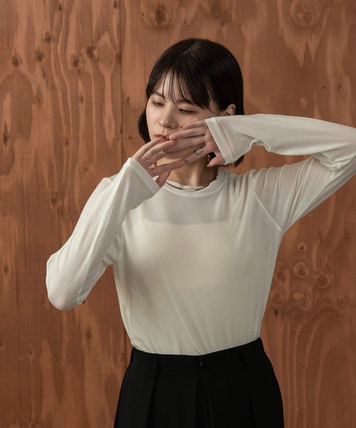 I_am(アイアム)の「basic crew neck long T-shirt(Tシャツ/カットソー・レディース・ホワイト/ブラック/マスタード・FREE)」の5枚目の写真