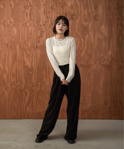 I_am(アイアム)の「basic crew neck long T-shirt(Tシャツ/カットソー・レディース・ホワイト/ブラック/マスタード・FREE)」の8枚目の写真