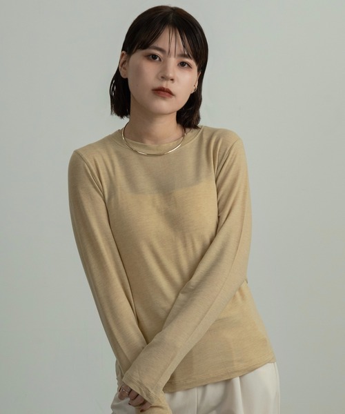 I_am(アイアム)の「basic crew neck long T-shirt(Tシャツ/カットソー・レディース・ホワイト/ブラック/マスタード・FREE)」の11枚目の写真