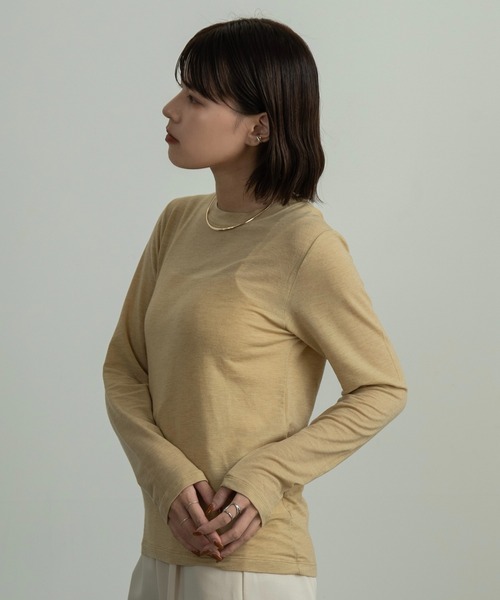 I_am(アイアム)の「basic crew neck long T-shirt(Tシャツ/カットソー・レディース・ホワイト/ブラック/マスタード・FREE)」の12枚目の写真