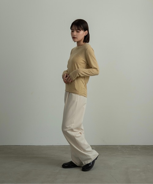 I_am(アイアム)の「basic crew neck long T-shirt(Tシャツ/カットソー・レディース・ホワイト/ブラック/マスタード・FREE)」の16枚目の写真