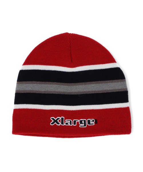 XLARGE（エクストララージ）の「SCRATCH LOGO STRIPED SINGLE BEANIE（ニットキャップ/ビーニー・メンズ・レッド/ブルー/ブラック・ONE SIZE）」の3枚目の写真