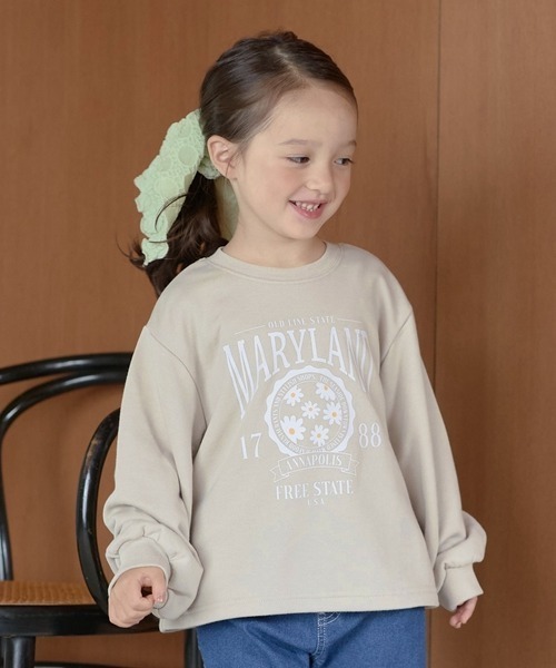 Lycee mine（リセマイン）の「アソートカレッジロゴプリントトレーナー（スウェット・キッズ・ミント/サックスブルー/ネイビー/ベージュ/ラベンダー/ピンク/オートミール/レモンイエロー・140cm/130cm/100cm/110cm/150cm/120cm）」の2枚目の写真