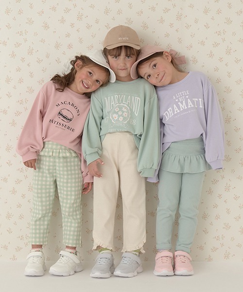 Lycee mine（リセマイン）の「アソートカレッジロゴプリントトレーナー（スウェット・キッズ・ミント/サックスブルー/ネイビー/ベージュ/ラベンダー/ピンク/オートミール/レモンイエロー・140cm/130cm/100cm/110cm/150cm/120cm）」の14枚目の写真