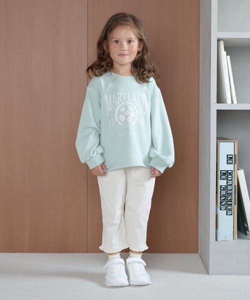 Lycee mine（リセマイン）の「アソートカレッジロゴプリントトレーナー（スウェット・キッズ・ミント/サックスブルー/ネイビー/ベージュ/ラベンダー/ピンク/オートミール/レモンイエロー・140cm/130cm/100cm/110cm/150cm/120cm）」の20枚目の写真