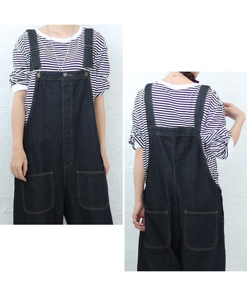フロントダブルポケットデニムサロペット（サロペット/オーバーオール