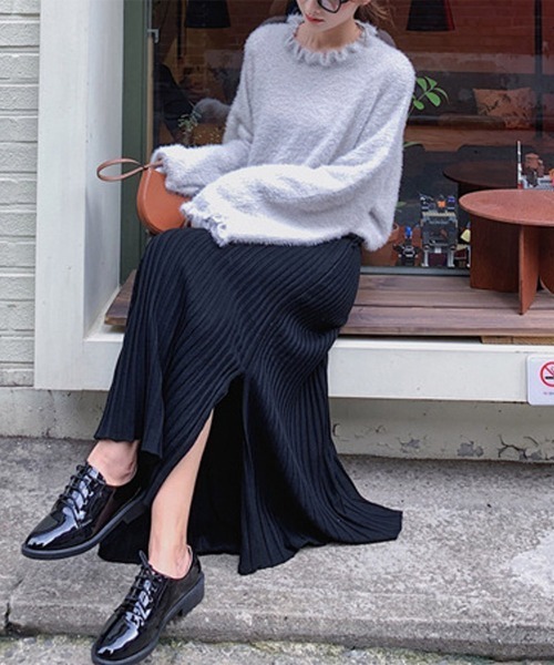 Miniministore(ミニミニストア)の「スリット Aライン プリーツスカート(スカート・レディース・ブラウン/ベージュ/ブラック/グレー・フリー)」の8枚目の写真