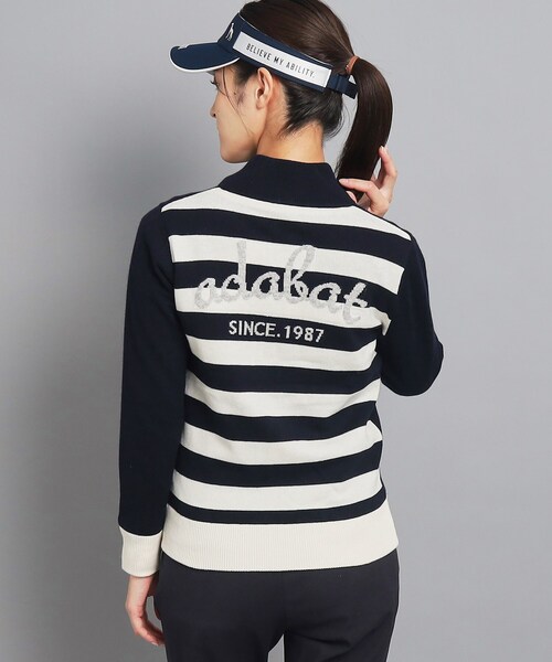 adabat（アダバット）の「◆バックデザインあり フルジップニット（ニット/セーター・レディース・ネイビー/ライトグレー・36/38/40/42）」の5枚目の写真