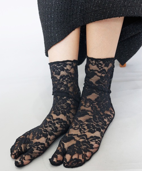 mili an deni（ミリアンデニ）の「2指レースソックス（ソックス/靴下・レディース・ブルー/ブラック/モカ/アイボリー・F）」の5枚目の写真