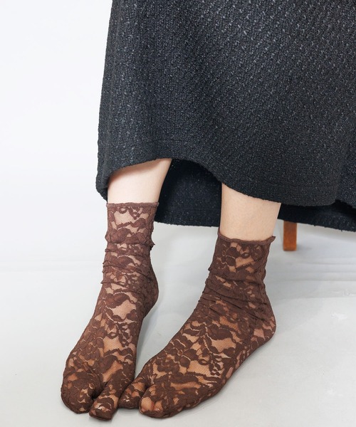 mili an deni（ミリアンデニ）の「2指レースソックス（ソックス/靴下・レディース・ブルー/ブラック/モカ/アイボリー・F）」の6枚目の写真