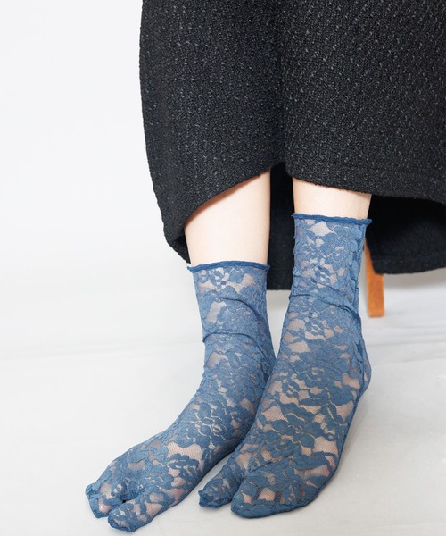 mili an deni（ミリアンデニ）の「2指レースソックス（ソックス/靴下・レディース・ブルー/ブラック/モカ/アイボリー・F）」の8枚目の写真
