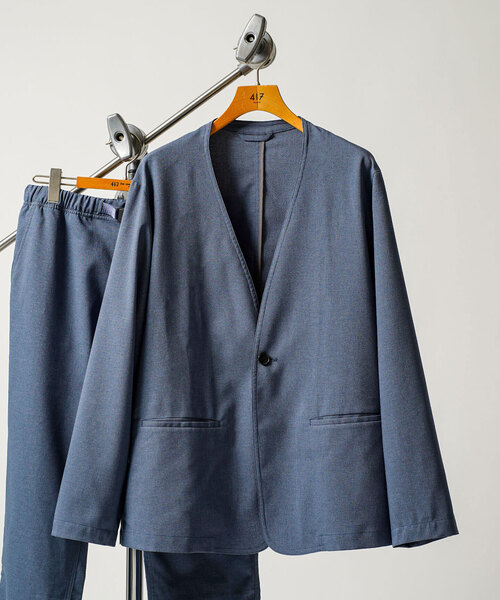 417 EDIFICE(フォーワンセブンエディフィス)の「アムンゼンノーカラージャケット(ノーカラージャケット・メンズ・ブルー/ネイビー/チャコールグレー/ブラック・LARGE/MEDIUM/SMALL)」の4枚目の写真