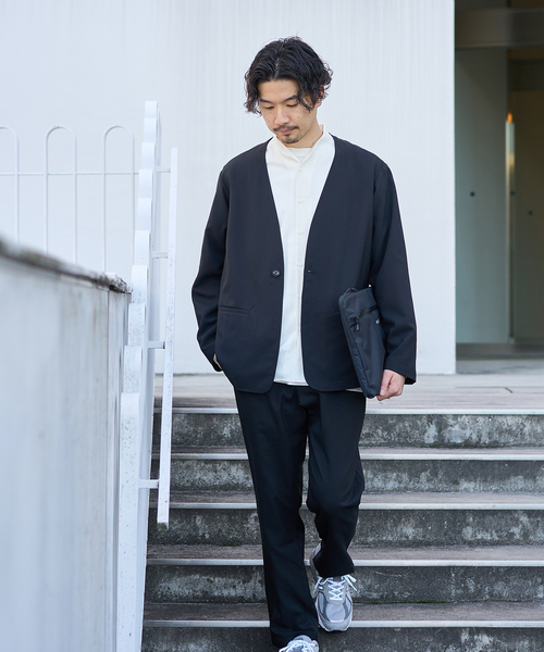 417 EDIFICE(フォーワンセブンエディフィス)の「アムンゼンノーカラージャケット(ノーカラージャケット・メンズ・ブルー/ネイビー/チャコールグレー/ブラック・LARGE/MEDIUM/SMALL)」の8枚目の写真