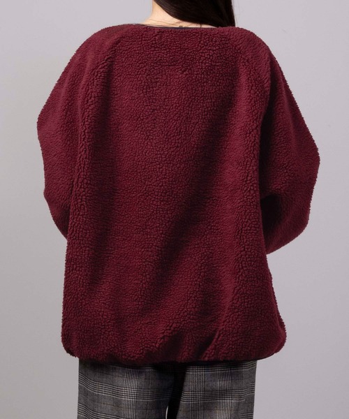 CONVERSE（コンバース）の「CONVERSE コンバース ノーカラーボアブルゾン（ノーカラージャケット・レディース・ブラック/ネイビー/キャメル/アイボリー/バーガンディー・M/L）」の12枚目の写真