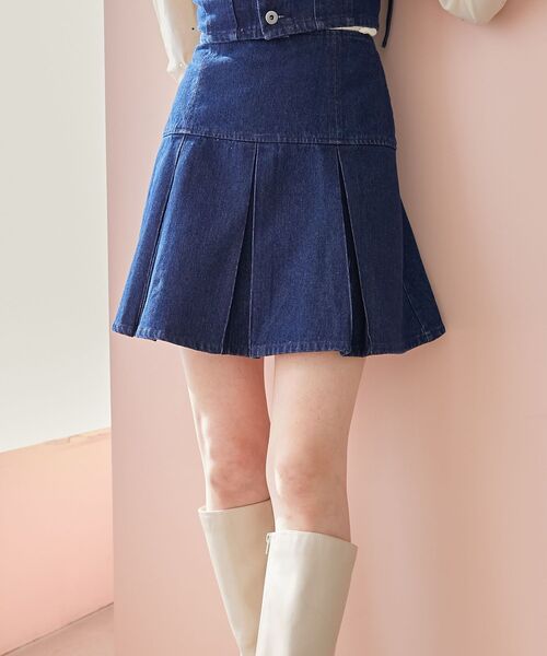 MAJESTIC LEGON（マジェスティックレゴン）の「ボックスプリーツミニスカパン（デニムスカート・レディース・ブラック系その他/グレー/ブルー/ピンク・MEDIUM）」の22枚目の写真