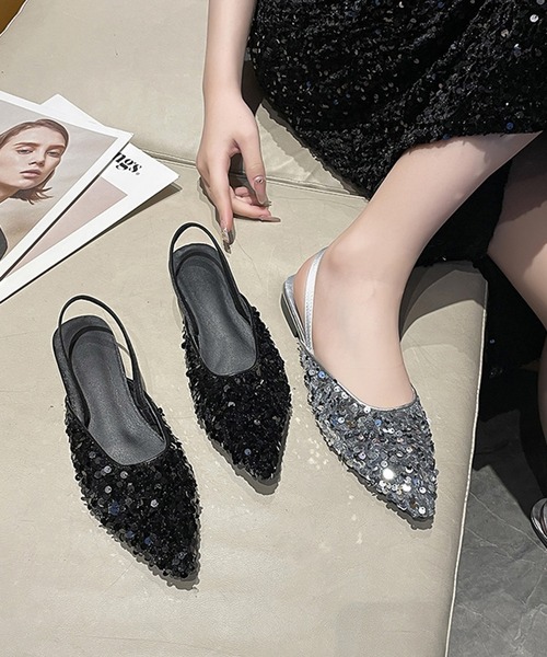 SETUP7（セットアップセブン）の「【SETUP7】スパンコールフラットミュール 結婚式・二次会・披露宴・お呼ばれ・セレモニー・成人式 同窓会・女子会・2次会・謝恩会・パーティー・デート オケージョン・食事会・演奏会・発表会・記念日・七五三・お宮参り　SCCH483（パンプス・レディース・ブラック/シルバー・36/37/38/39）」の8枚目の写真