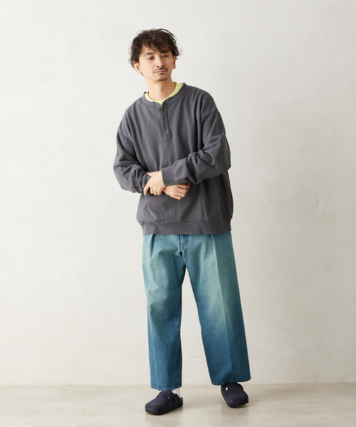JOURNAL STANDARD relume（ジャーナルスタンダード　レリューム）の「CALIFORNIA UPCYCLE ヘンリーネックスウェット（スウェット・メンズ・ブラック系その他/ライトグレー/ダークブルー・MEDIUM/LARGE）」の16枚目の写真