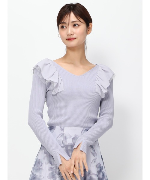 MISCH MASCH(ミッシュマッシュ)の「2wayラッフルニット/MM418314(ニット/セーター・レディース・ブラック/ホワイト/ブルー/イエロー・フリ-)」の9枚目の写真