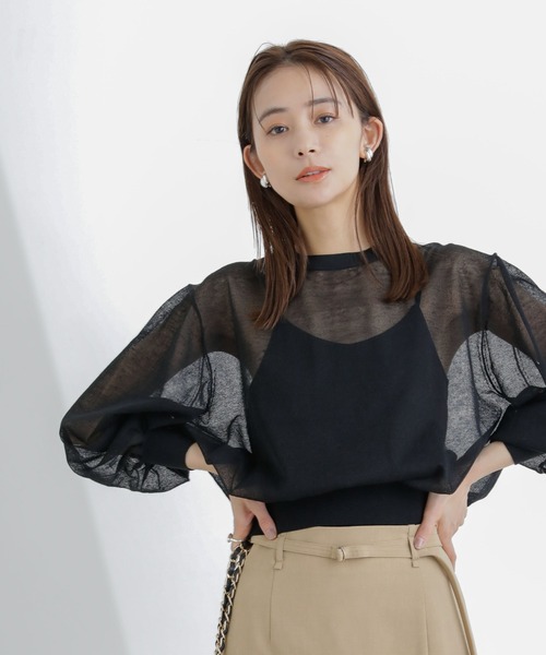 NANO universe(ナノユニバース)の「シアーボリュームプルオーバー(ニット/セーター・レディース・ホワイト/ブラック/ピンク・S/M)」の3枚目の写真