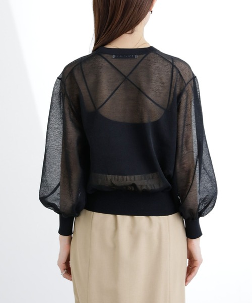 NANO universe(ナノユニバース)の「シアーボリュームプルオーバー(ニット/セーター・レディース・ホワイト/ブラック/ピンク・S/M)」の9枚目の写真