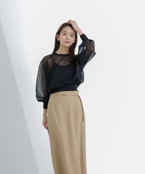 NANO universe(ナノユニバース)の「シアーボリュームプルオーバー(ニット/セーター・レディース・ホワイト/ブラック/ピンク・S/M)」の8枚目の写真