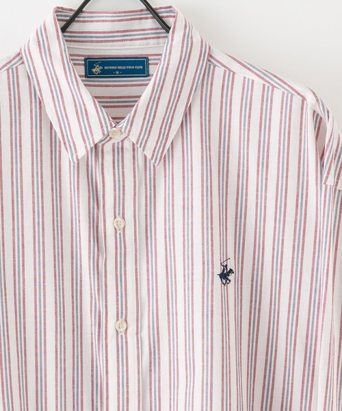 BEVERLY HILLS POLO CLUB（ビバリーヒルズポロクラブ）の「【BEVERLY HILLS POLO CLUB/ビバリーヒルズポロクラブ】 ビッグシルエット シャツ（シャツ/ブラウス・レディース・パープル/ネイビー/グリーン/ベージュ/ブラック/オフホワイト/ブルー/ダークパープル/サックスブルー・MEDIUM）」の5枚目の写真