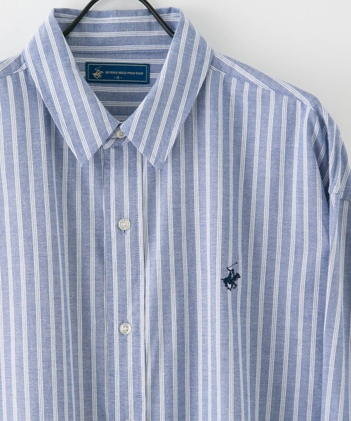 BEVERLY HILLS POLO CLUB（ビバリーヒルズポロクラブ）の「【BEVERLY HILLS POLO CLUB/ビバリーヒルズポロクラブ】 ビッグシルエット シャツ（シャツ/ブラウス・レディース・パープル/ネイビー/グリーン/ベージュ/ブラック/オフホワイト/ブルー/ダークパープル/サックスブルー・MEDIUM）」の8枚目の写真