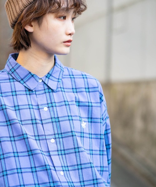 BEVERLY HILLS POLO CLUB（ビバリーヒルズポロクラブ）の「【BEVERLY HILLS POLO CLUB/ビバリーヒルズポロクラブ】 ビッグシルエット シャツ（シャツ/ブラウス・レディース・パープル/ネイビー/グリーン/ベージュ/ブラック/オフホワイト/ブルー/ダークパープル/サックスブルー・MEDIUM）」の9枚目の写真