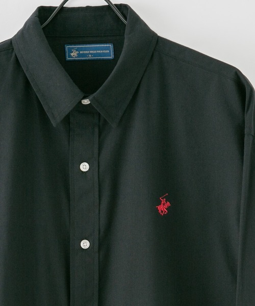 BEVERLY HILLS POLO CLUB（ビバリーヒルズポロクラブ）の「【BEVERLY HILLS POLO CLUB/ビバリーヒルズポロクラブ】 ビッグシルエット シャツ（シャツ/ブラウス・レディース・パープル/ネイビー/グリーン/ベージュ/ブラック/オフホワイト/ブルー/ダークパープル/サックスブルー・MEDIUM）」の4枚目の写真