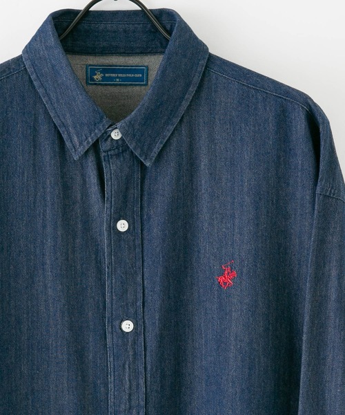 BEVERLY HILLS POLO CLUB（ビバリーヒルズポロクラブ）の「【BEVERLY HILLS POLO CLUB/ビバリーヒルズポロクラブ】 ビッグシルエット シャツ（シャツ/ブラウス・レディース・パープル/ネイビー/グリーン/ベージュ/ブラック/オフホワイト/ブルー/ダークパープル/サックスブルー・MEDIUM）」の17枚目の写真