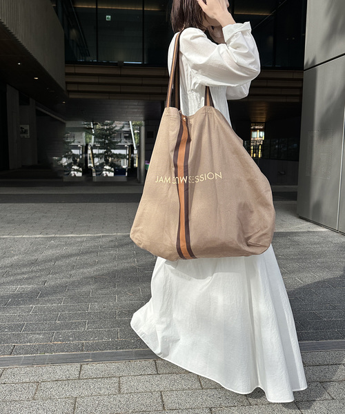 Noble（ノーブル）の「《WEB限定追加》【N.Jam】オリジナルキャンバスラージバッグ(無地)（トートバッグ・レディース・カーキ/アイボリー・FREE）」の16枚目の写真