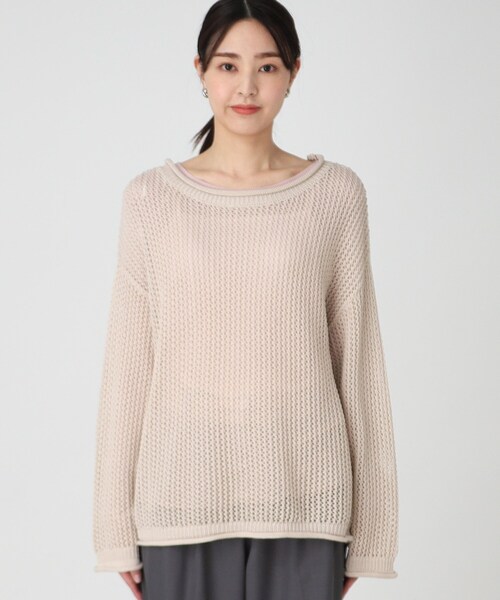 THE SHOP TK (ザ ショップ ティーケー )の「◆メッシュプルオーバー【手洗い可】(ニット/セーター・レディース・ベージュ/グリーン/ブラック・12/13)」の4枚目の写真