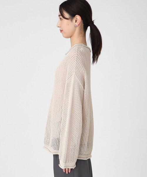 THE SHOP TK (ザ ショップ ティーケー )の「◆メッシュプルオーバー【手洗い可】(ニット/セーター・レディース・ベージュ/グリーン/ブラック・12/13)」の5枚目の写真