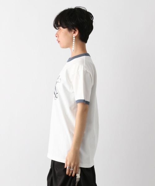 GOOD ROCK SPEED（グッドロックスピード）の「GOOD ROCK SPEED/リンガーコンパクトTシャツ（Tシャツ/カットソー・レディース・ネイビー/グリーン・FREE）」の12枚目の写真