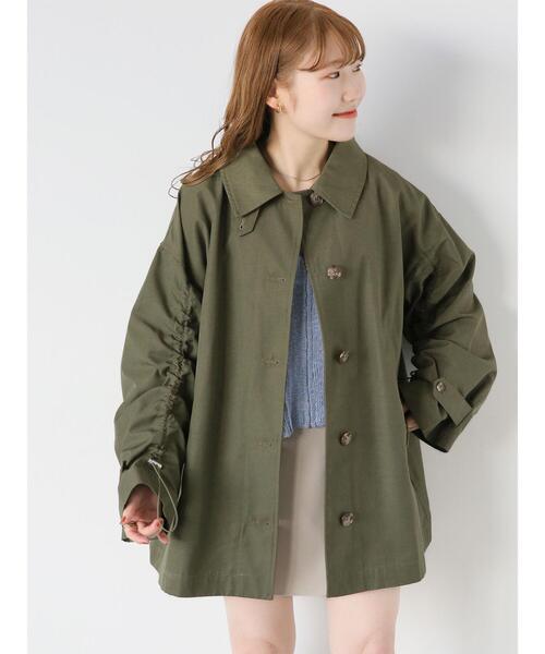 ehka sopo（エヘカソポ）の「袖ドロストステンカラーコート（その他アウター・レディース・カーキ/ベージュ・F）」の2枚目の写真