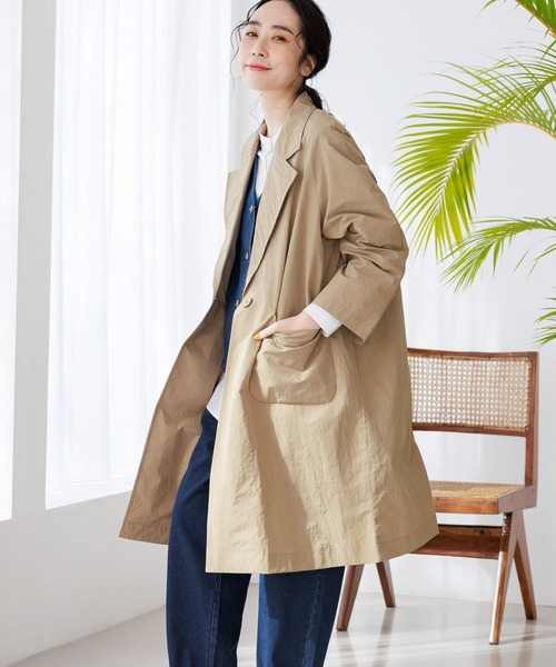 studio CLIP（スタディオクリップ）の「【マシンウォッシャブル/撥水加工】多機能ビッグカラーコート（ナイロンジャケット・レディース・ブラック/ベージュ/モカ・FREE）」の5枚目の写真