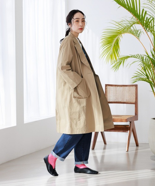 studio CLIP（スタディオクリップ）の「【マシンウォッシャブル/撥水加工】多機能ビッグカラーコート（ナイロンジャケット・レディース・ブラック/ベージュ/モカ・FREE）」の11枚目の写真