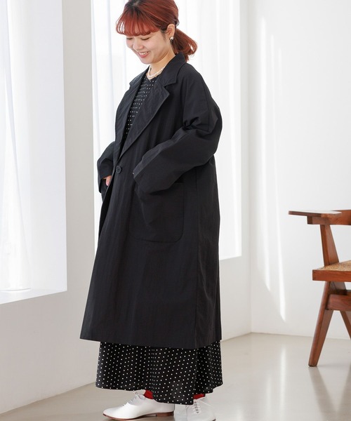 studio CLIP（スタディオクリップ）の「【マシンウォッシャブル/撥水加工】多機能ビッグカラーコート（ナイロンジャケット・レディース・ブラック/ベージュ/モカ・FREE）」の17枚目の写真