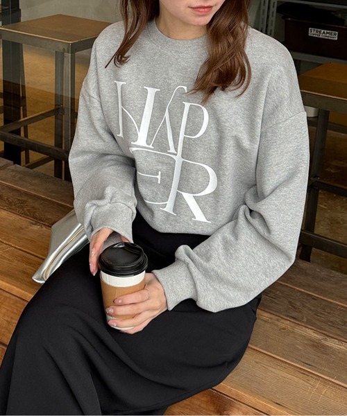 LE MORE（リモア）の「フロントロゴスウェット（スウェット・レディース・ネイビー/アイボリー/グレー/ブラウン・FREE）」の5枚目の写真