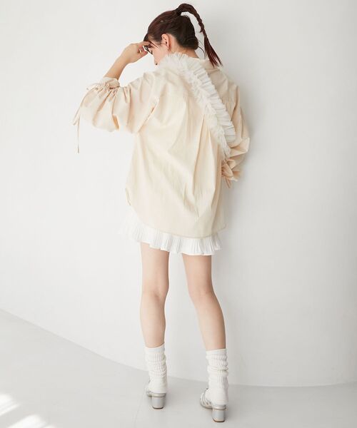 MAJESTIC LEGON（マジェスティックレゴン）の「チュールフリルショルダー（ベルト・レディース・ブラック/アイボリー/グレイッシュベージュ・FREE）」の7枚目の写真